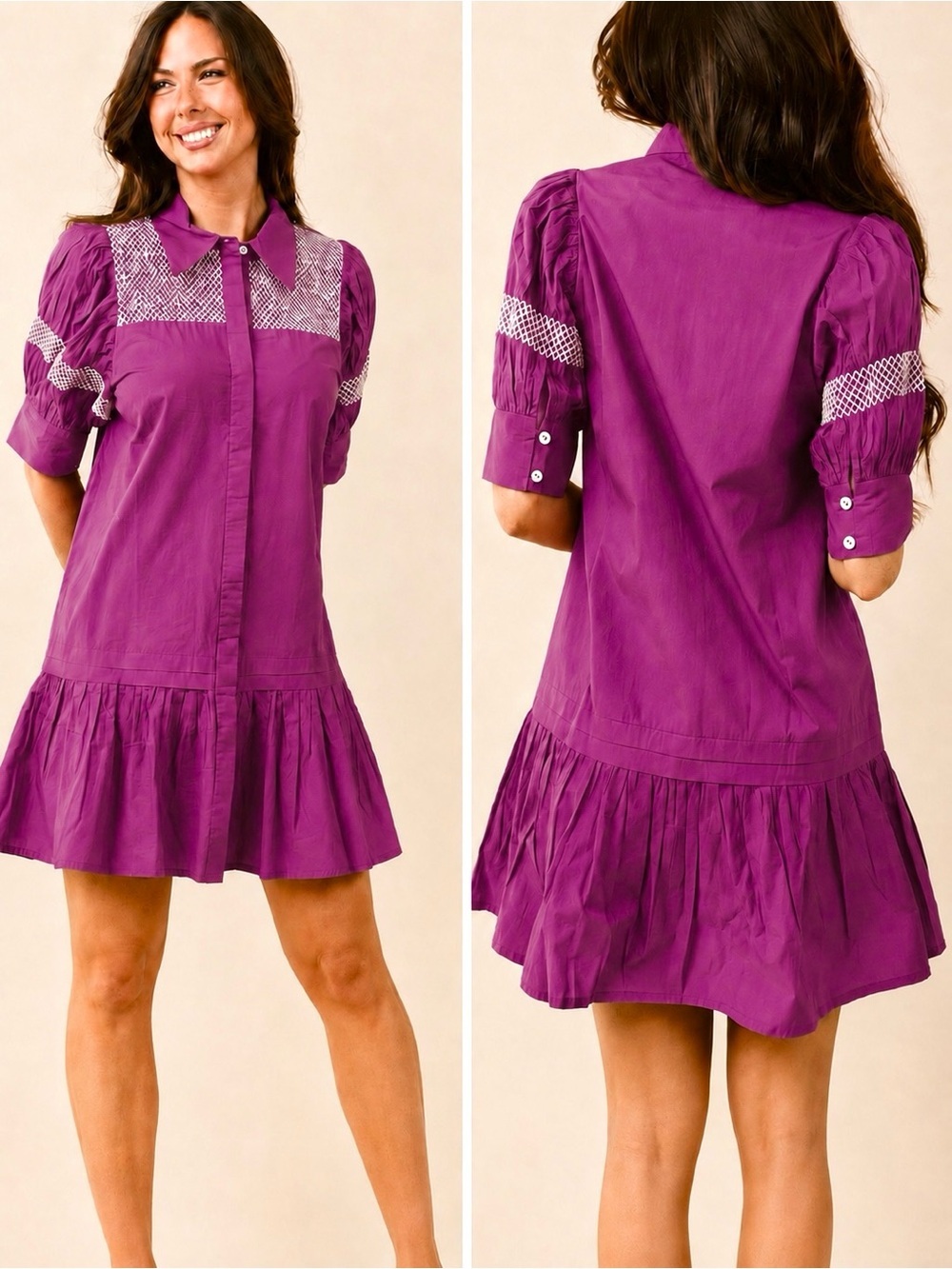 LaRoque Scout Dress XL NWT Orchid Cotton Poplin Collared Shift Shirt Dress